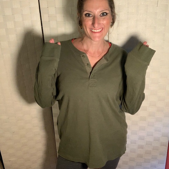 American Eagle Outfitters Other - Men’s American Eagle Olive Green Waffle-Knit Henley | Cozy + Cool Vibes